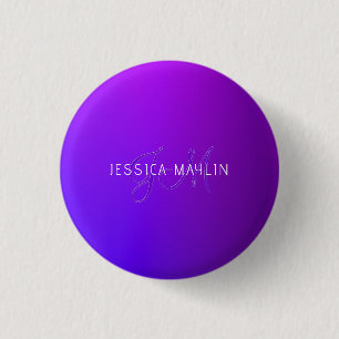 Moderne violette Farbverlauf-Name & Monogramm Button