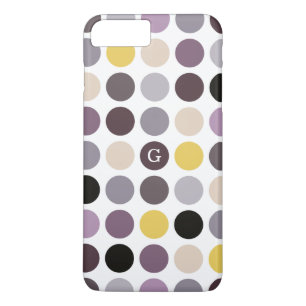 Moderne violette gelbe Punkte-Muster-Monogramm Case-Mate iPhone Hülle