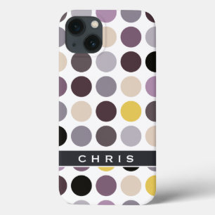 Moderne violette gelbe Punkte Muster Monogramm Case-Mate iPhone Hülle