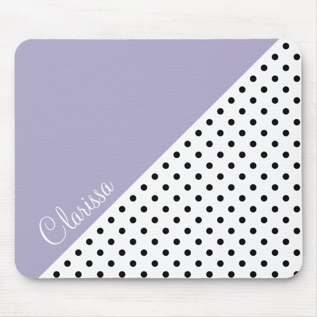 Moderne violette geometrische Retro-Polka-Punktmus Mousepad (Vorne)