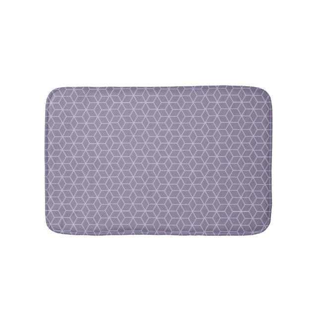 Moderne violette geometrische Würfelmuster Badematte (Vorderseite)