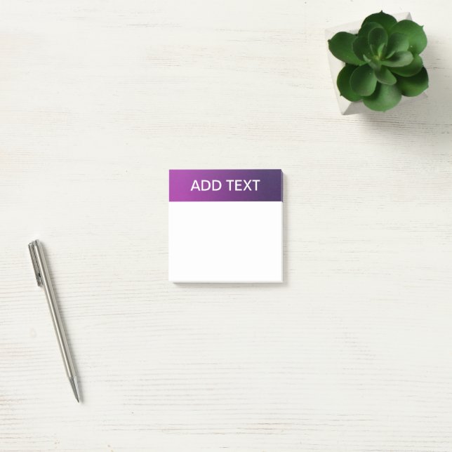 Moderne violette Gradient-Ombre & editierbarer wei Post-it Klebezettel (Büro)