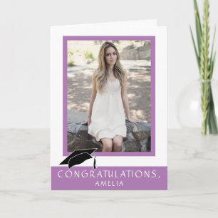 Moderne violette Gratulations-Foto zur Graduierung Karte