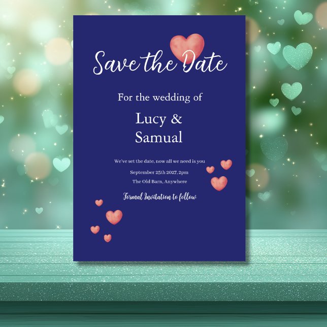 Moderne violette Herz-Save-the-Date-Karte Save The Date (Von Creator hochgeladen)
