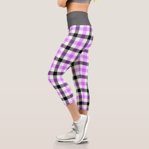 Moderne violette Karo-Tartan-Muster Capri Leggings