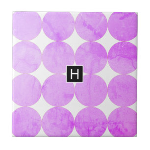 Moderne violette Kreise Monogramm Fliese