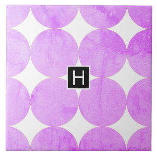 Moderne violette Kreise Monogramm Fliese