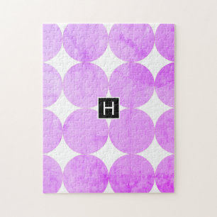 Moderne violette Kreise Monogramm Puzzle
