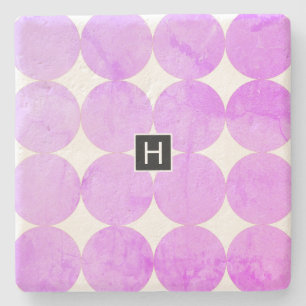 Moderne violette Kreise   Monogramm Steinuntersetzer