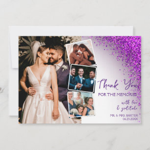 Moderne violette Magenta-Lila-QR-Code Retro-Glitte Dankeskarte