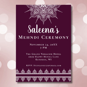 Moderne Violette Mandala-Mehndi-Zeremonie Einladung