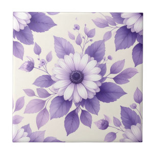 Moderne violette Margeriten und botanische Pflaume Fliese