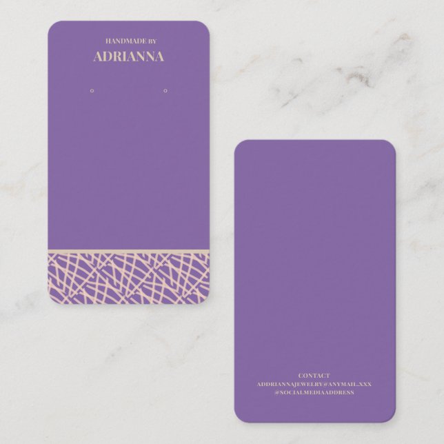 Moderne violette Ohrring-Display-Karte Visitenkarte (Vorne/Hinten)