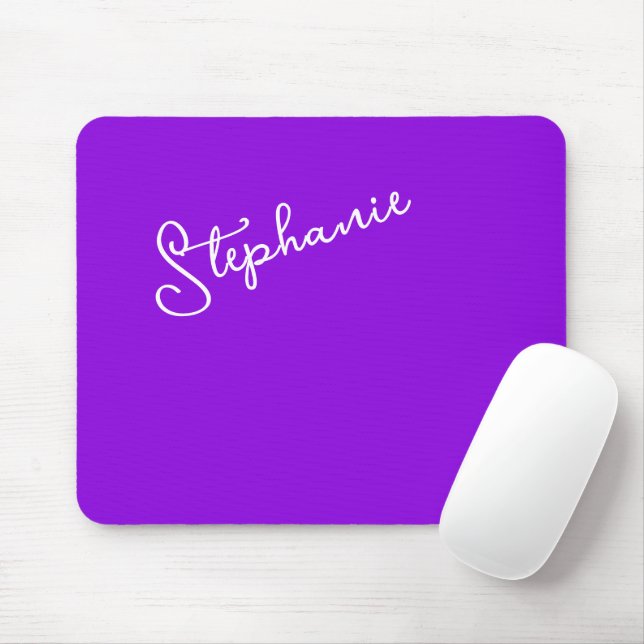 Moderne violette personalisierte Namensschrift Min Mousepad (Mit Mouse)