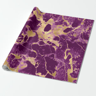 Moderne violette und goldene Marmorstruktur Geschenkpapier