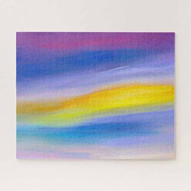 Moderne Violette und Goldene Strahlen-Abstrakte Ku Puzzle (Horizontal)
