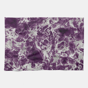 Moderne violette und silberne Marmor-Optik Geschirrtuch