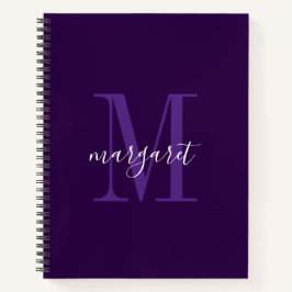 Moderne violette und weiße Monogramm-Name Spiralbl Notizbuch