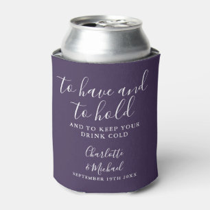 Moderne violette Unterschrift Script Hochzeit Dosenkühler
