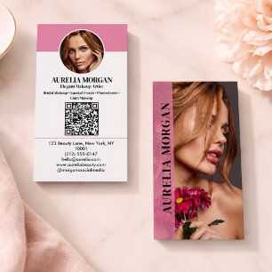 Moderne Visagistin Qr Code Foto Blush Rosa Visitenkarte