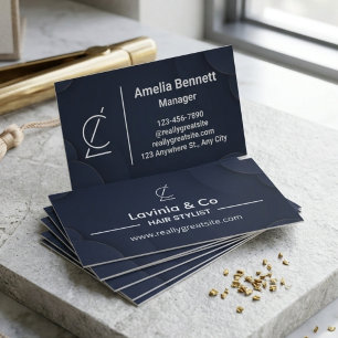 Moderne Visitenkarte für Friseure in Navy-Blau