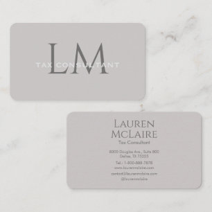 Moderne Visitenkarte in Taupe-Grau mit Monogramm-M