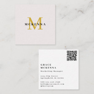 Moderne Visitenkarte mit QR-Code in Ecru und Gold