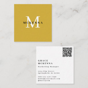 Moderne Visitenkarte mit QR-Code in Gold und Weiß