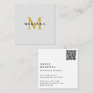 Moderne Visitenkarte mit QR-Code in Hellgrau