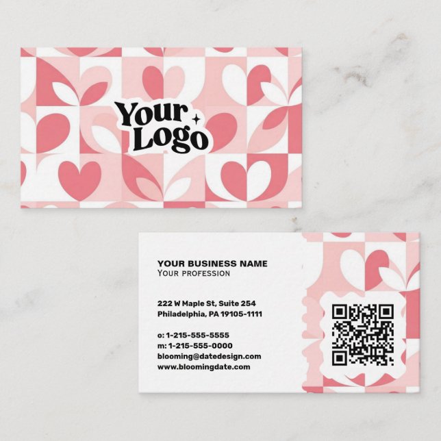 Moderne Visitenkarte – QR-Code & Logo (Vorne/Hinten)