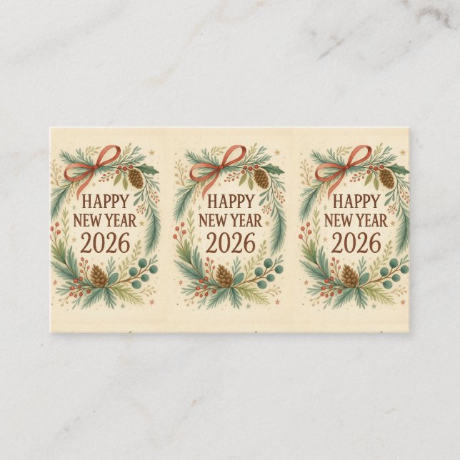 Moderne Visitenkarte zum Frohen Neuen Jahr 2026 (Vorderseite)
