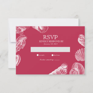 Moderne Viva Magenta Beach Sea Muschel RSVP Card