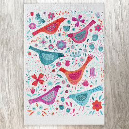Moderne Vogelflorenfarbe Puzzle