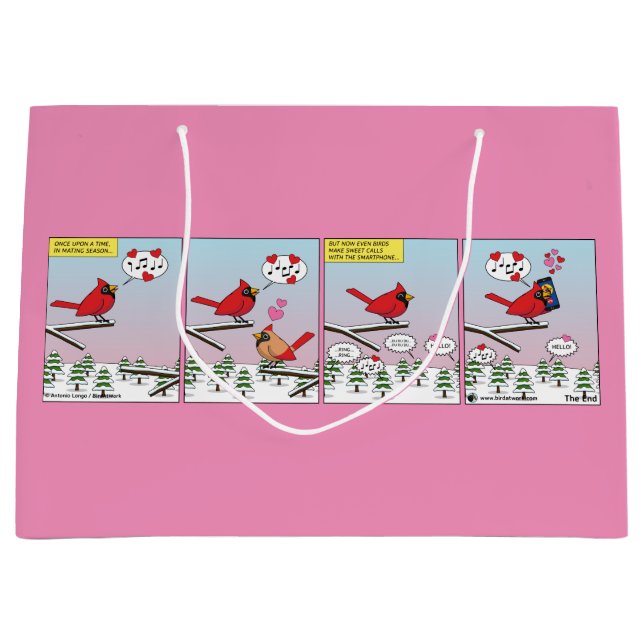 Moderne Vogelpaarung ruft Comic auf Große Geschenktüte (Vorderseite)