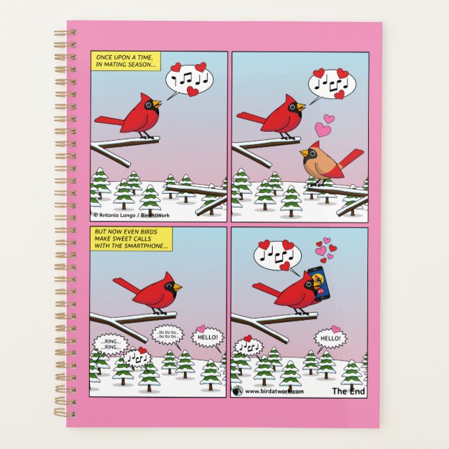 Moderne Vogelpaarung ruft Comic auf Planer (Vorderseite)