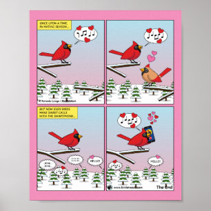 Moderne Vogelpaarung ruft Comic auf Poster