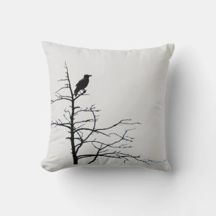 Moderne Vogelwelt Schwarz-weiß Kissen