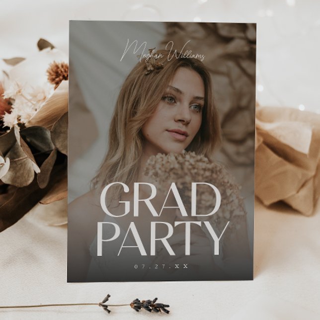 Moderne Voll-Foto-Script-Graduierungsparty Einladung (Von Creator hochgeladen)