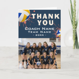 Moderne Volleyball-Mannschaftsfoto Coach Dankeskarte