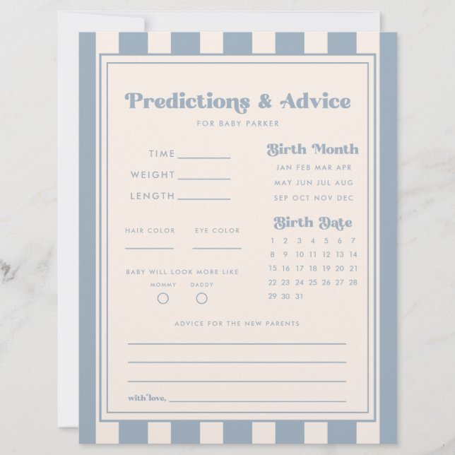 Moderne Vorhersagen/Tipps Blaue Streifen-Baby-Part (Vorderseite)