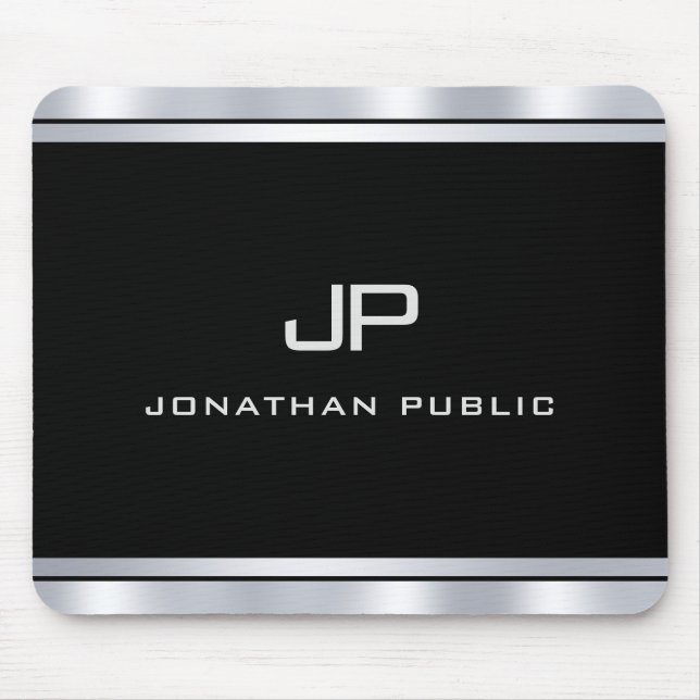 Moderne Vorlage für das Metallic Silver Look Monog Mousepad (Vorne)