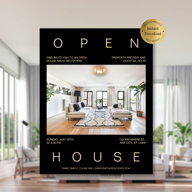 Moderne Vorlage für das Real Anwesen Open House Flyer (Modern Real Estate Open House Invitation Template Flyer)