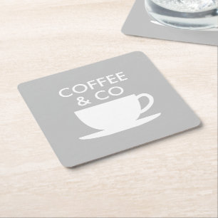 Moderne Vorlage für ein Logo eines Coffeeshops, an Rechteckiger Pappuntersetzer