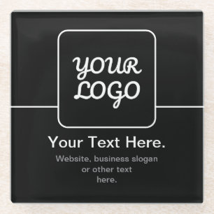 Moderne Vorlage für Ihr Logo Schwarz & Weiß Glasuntersetzer