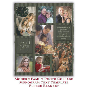 Moderne Vorlage für Monogramm-Collage für die Foto Fleecedecke