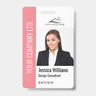 Moderne Vorlage Mitarbeiterfoto Logo Name Pink Ausweis