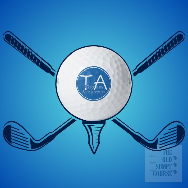 Moderne Vorstellungen und Name in Weiß und Blau Golfball (Von Creator hochgeladen)