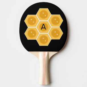 Moderne Wabenstruktur und Monogramm auf Schwarz Tischtennis Schläger