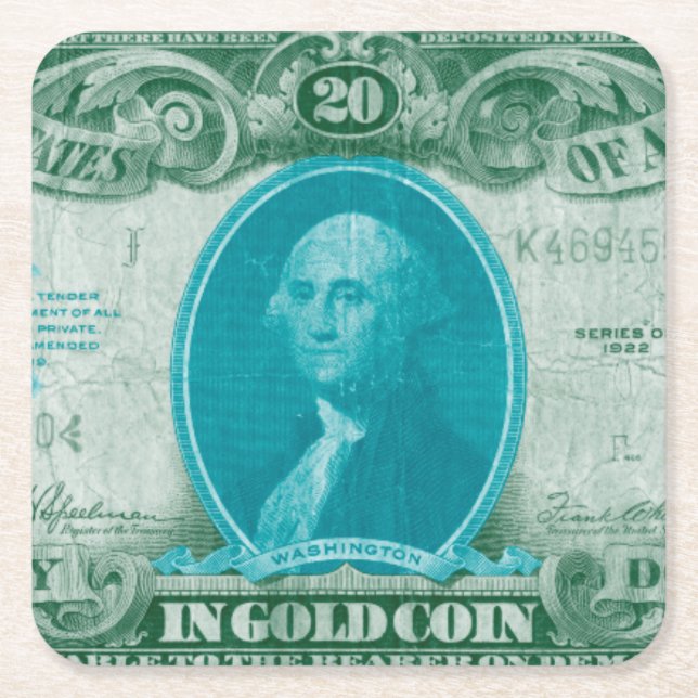 Moderne Währung V Rechteckiger Pappuntersetzer (Vorderseite)