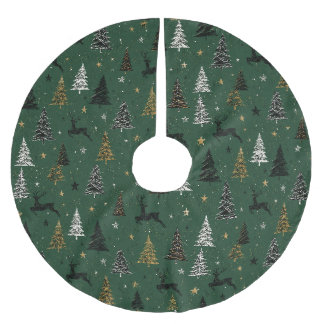 Moderne Wald-Rentier-Weihnachtsmuster Polyester Weihnachtsbaumdecke